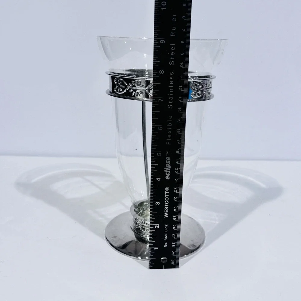 Vintage FTD Silver‎ Plated Clear Glass 9